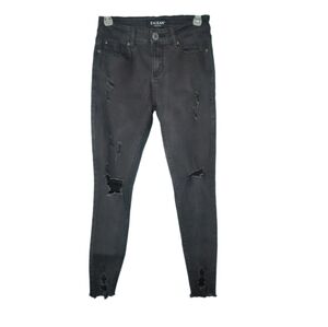 ENJEAN Denim Co. Skinny  Black Distressed Raw Edge Hem Women's Jeans Size 1